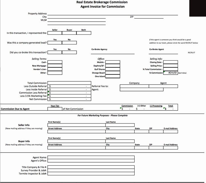 Real Estate Commission Invoice Best Of Real Estate Brokerage Bill Receipt format Word Microsoft