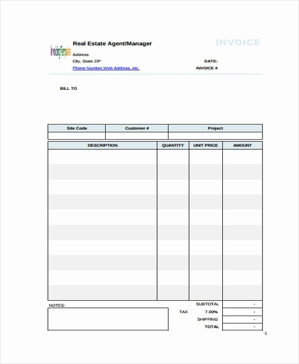 Real Estate Commission Invoice Lovely 6 Real Estate Invoice Templates Free Word Pdf format