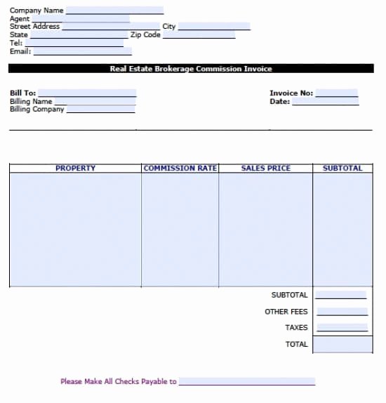 Real Estate Commission Invoice Template Unique Free Brokerage Mission Invoice Template