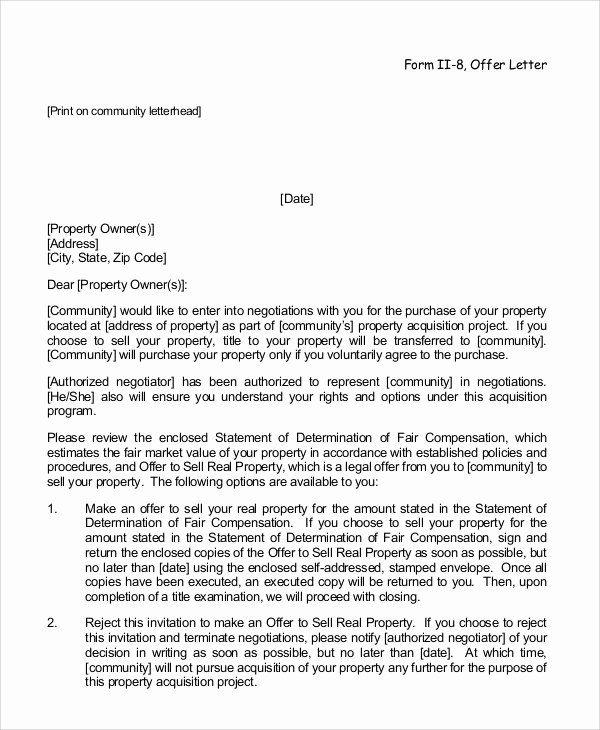 Real Estate Offer Letter Template Free Fresh 7 Real Estate Fer Letter Free Sample Example format