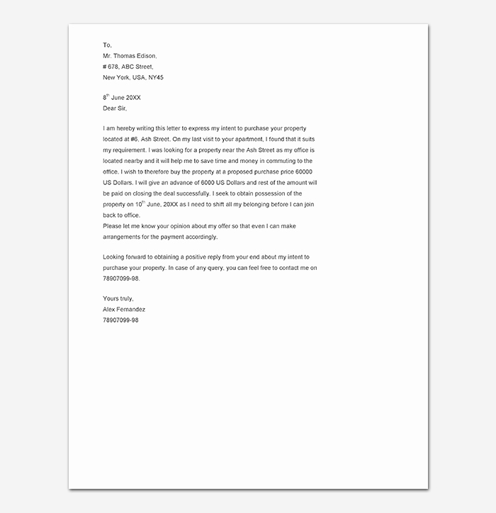 Real Estate Offer Letter Template Free New Real Estate Fer Letter Template Free Samples &amp; Examples