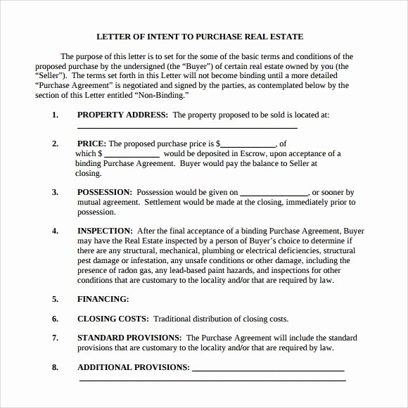 Real Estate Offer Letter Template Free Unique 10 Letter Of Intent Real Estate Templates to Download