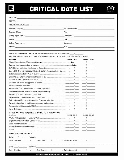 Real Estate Timeline Template Lovely Arizona Purchase Contract