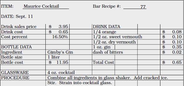 Recipe Cost Card Template Beautiful Beverage Production Control