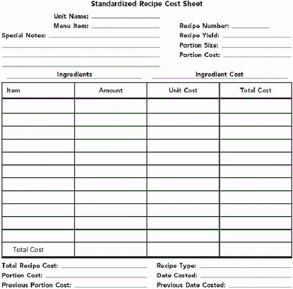 Recipe Cost Card Template Lovely How to Calculate Food Costs and Price Your Restaurant Menu