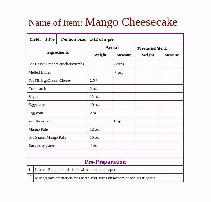 Recipe Template Excel Elegant Recipe Template Dc Design