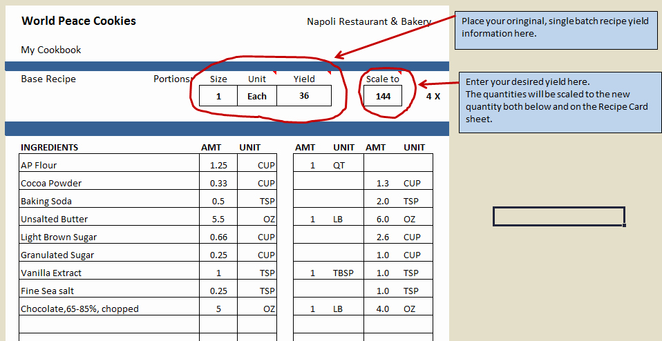 Recipe Template Excel Fresh Excel Recipe Template for Chefs Chefs Resources