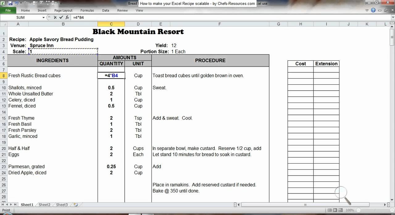 Recipe Template Excel Inspirational How to Make Excel Recipes Scalable Avi