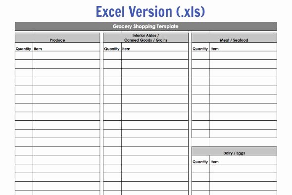 Recipe Template Excel Lovely Grocery Shopping Template My Routine