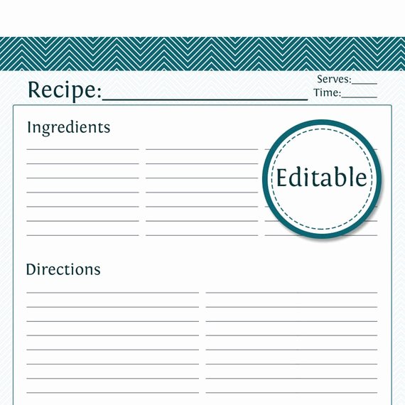 Recipe Template Excel New Recipe Card Full Page Fillable Printable Pdf Instant