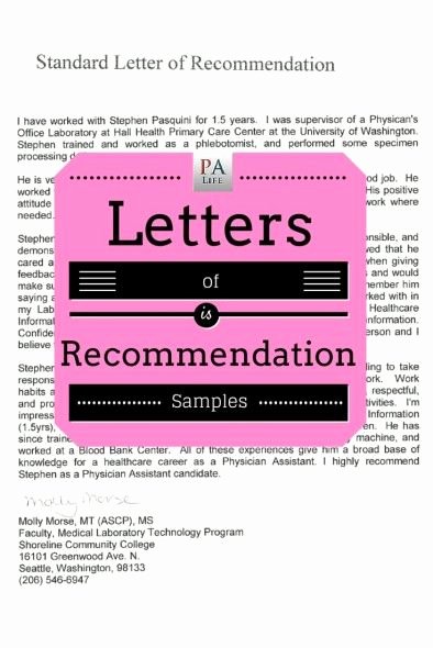 Recommendation Letter for Medical assistant Elegant Sample Pa School Application Letters Of Re Mendation