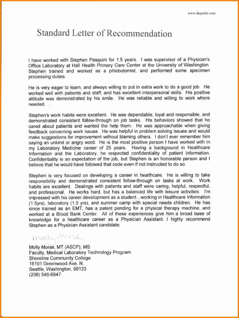 Recommendation Letter for Medical assistant New 11 Re Mendation Letter for Medical School Sample