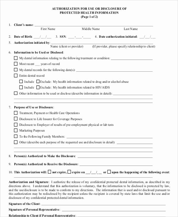 Records Release form Elegant Sample Dental Records Release form 8 Examples In Word Pdf