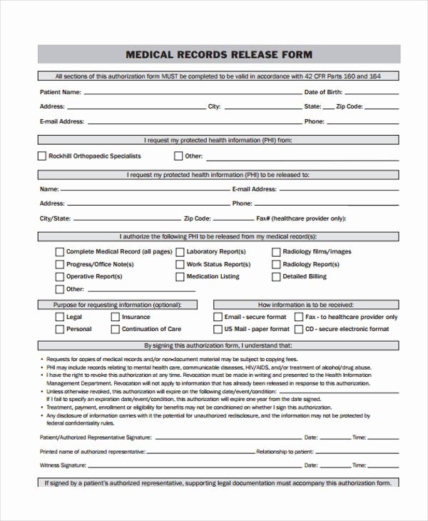 Records Release form Fresh 24 Medical Release form Templates