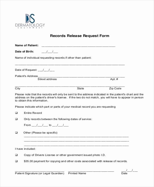 Records Release form Luxury Generic Release forms