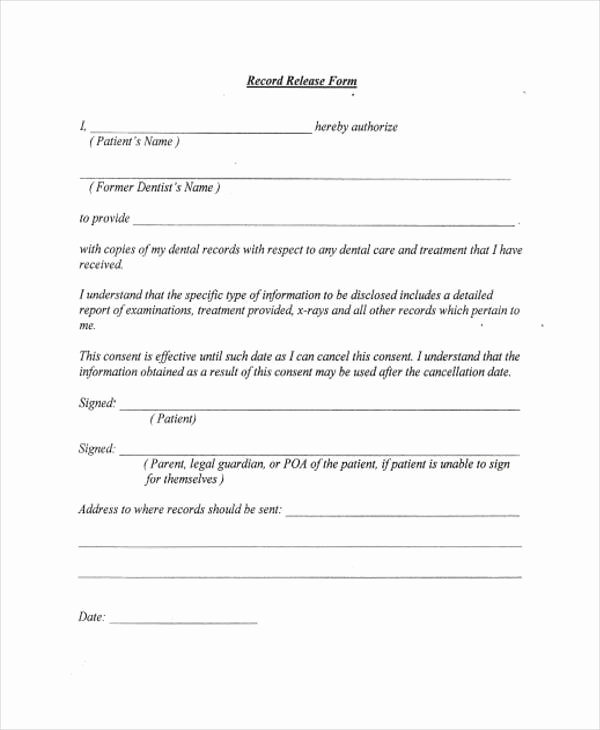 Records Release form New Patient Release form