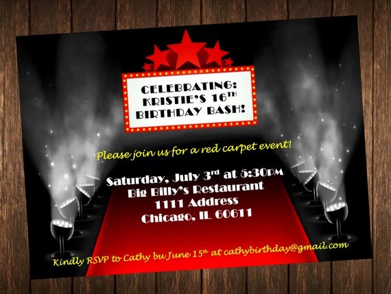 Red Carpet Invitation Template Free Awesome Invitation Danniversaire à Thème Tapis Rouge Hollywood