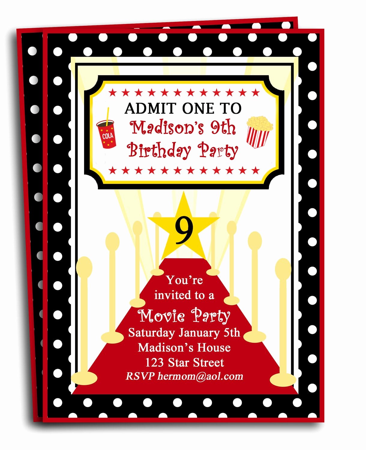 Red Carpet Invitation Template Free Fresh Red Carpet Party Invitation Printable or Printed with Free