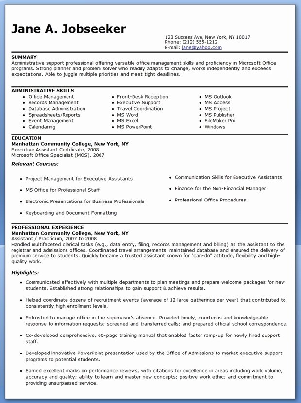 Reentering the Workforce Resume Examples Beautiful Sample Resume Administrative assistant