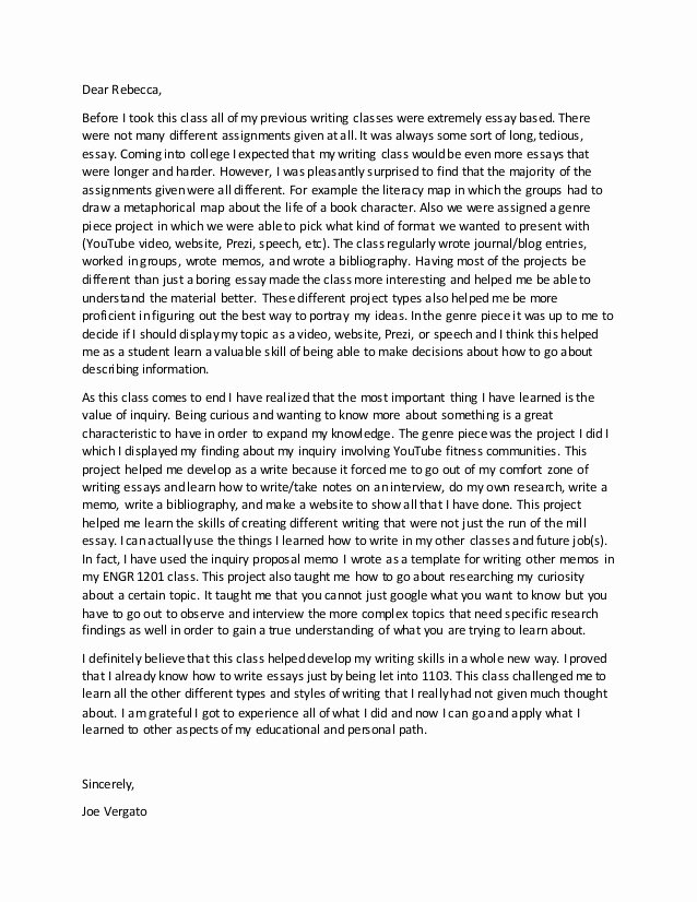 Reflection In English Class Awesome Final Reflective Letter 1103