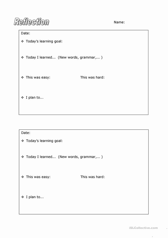 Reflection In English Class Fresh Class Reflection Sheet Worksheet Free Esl Printable