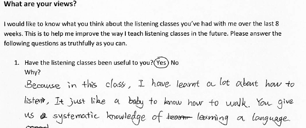 Reflection In English Class Unique Teaching Academic Listening and Transferral to the