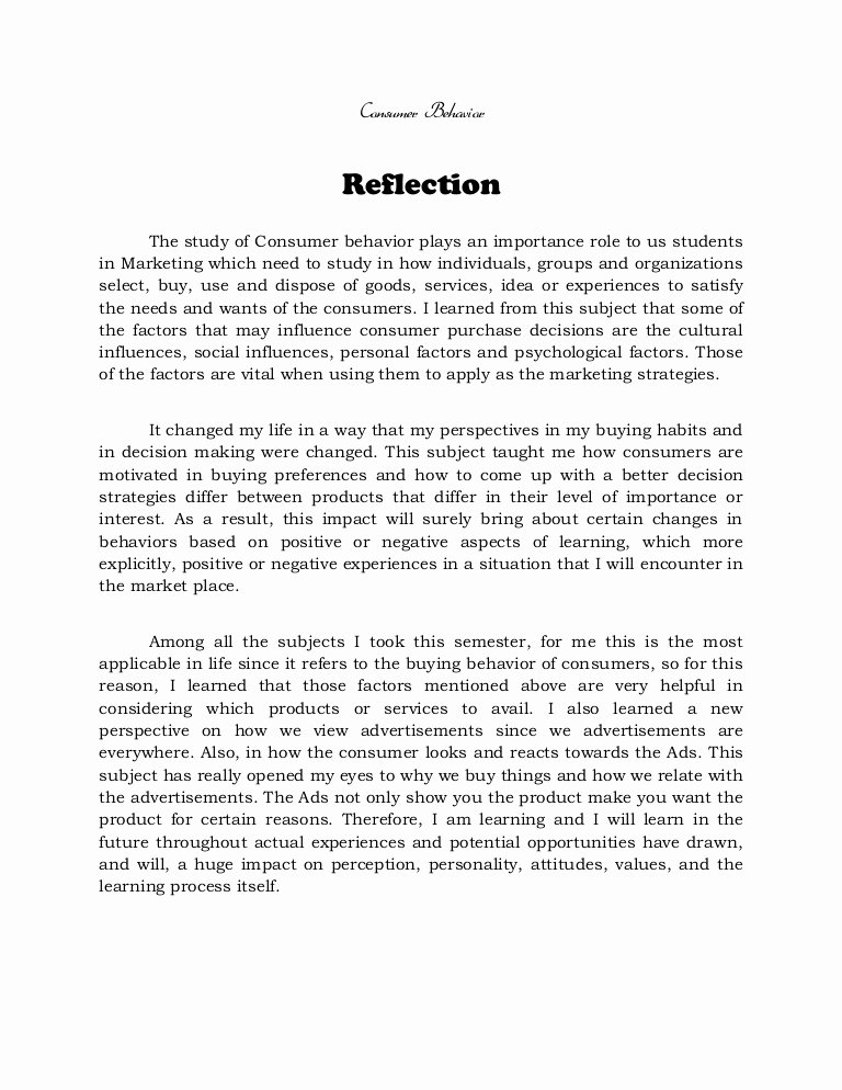 Reflective Letter for English Class Best Of Reflection On Consumer Behavior Methods Of Research and