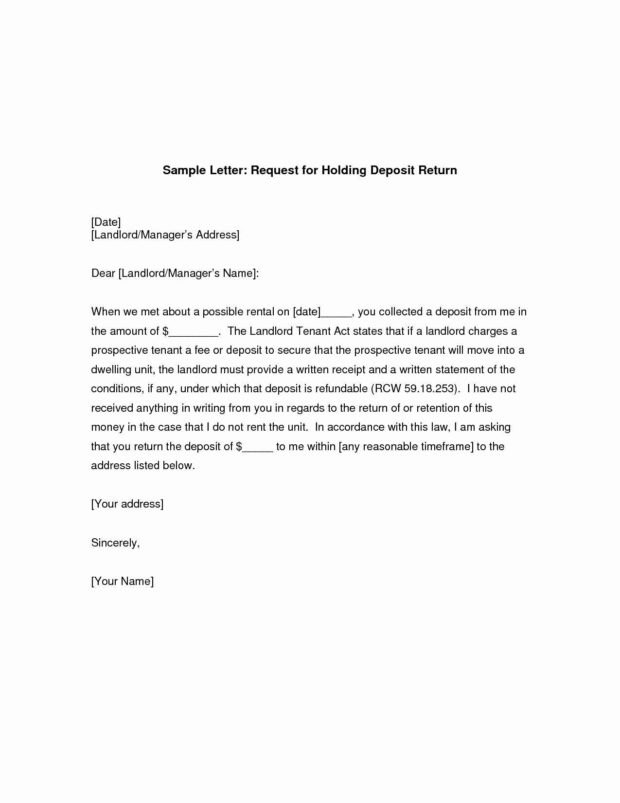 Refund Letter Templates Inspirational Security Deposit Demand Letter Template Collection
