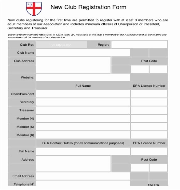 Registration form Template Word Free Awesome Sports Registration forms Template Free Download