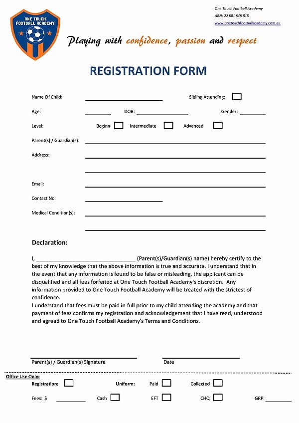 Registration form Template Word Free Luxury Academy Registration form Templates