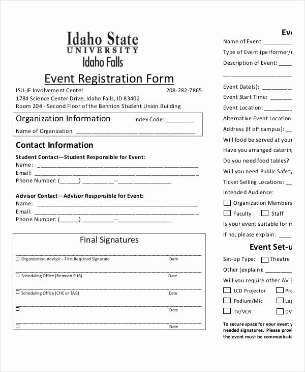 Registration form Template Word Free Luxury event Registration form Template