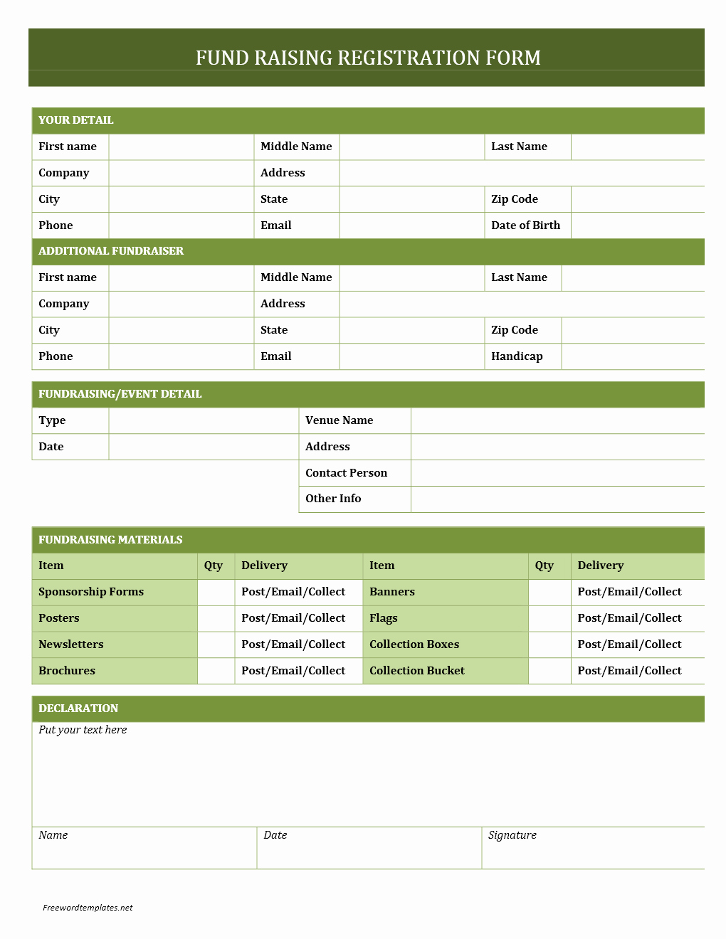 Registration form Template Word Free Luxury Fundraising Registration form