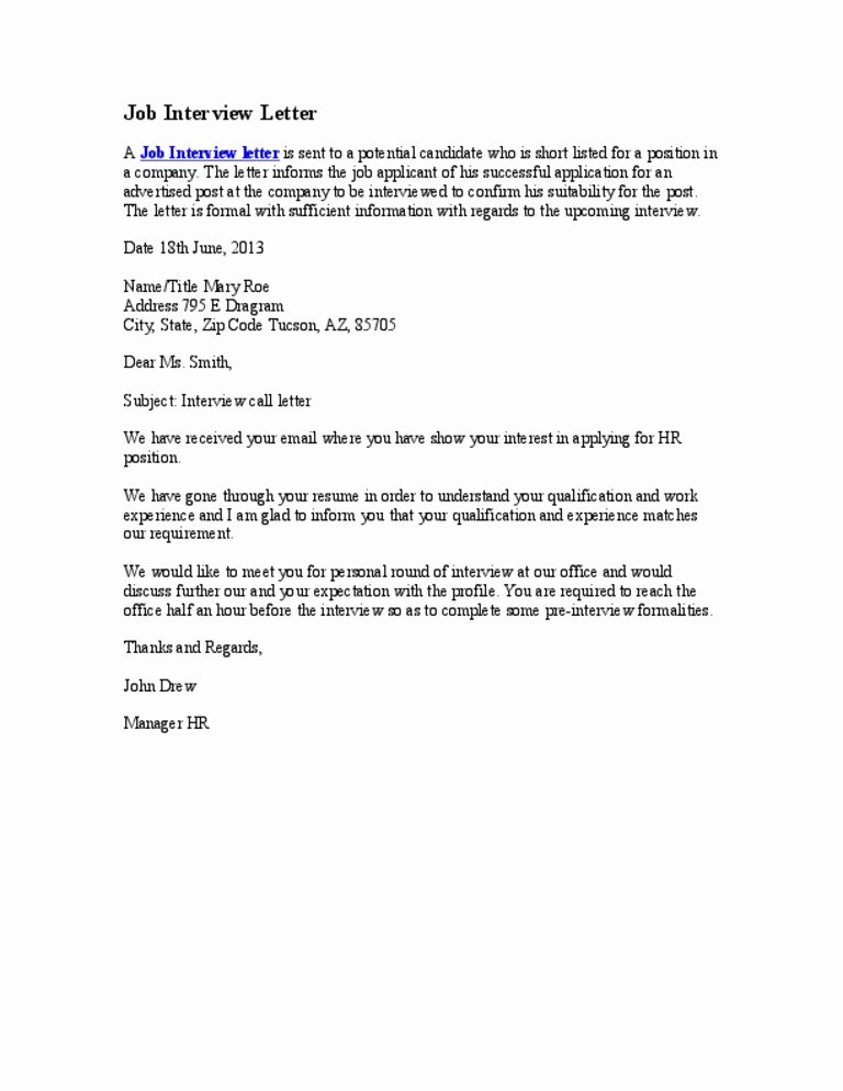 Rejection Letter for Internal Candidate New Job Interview Letter