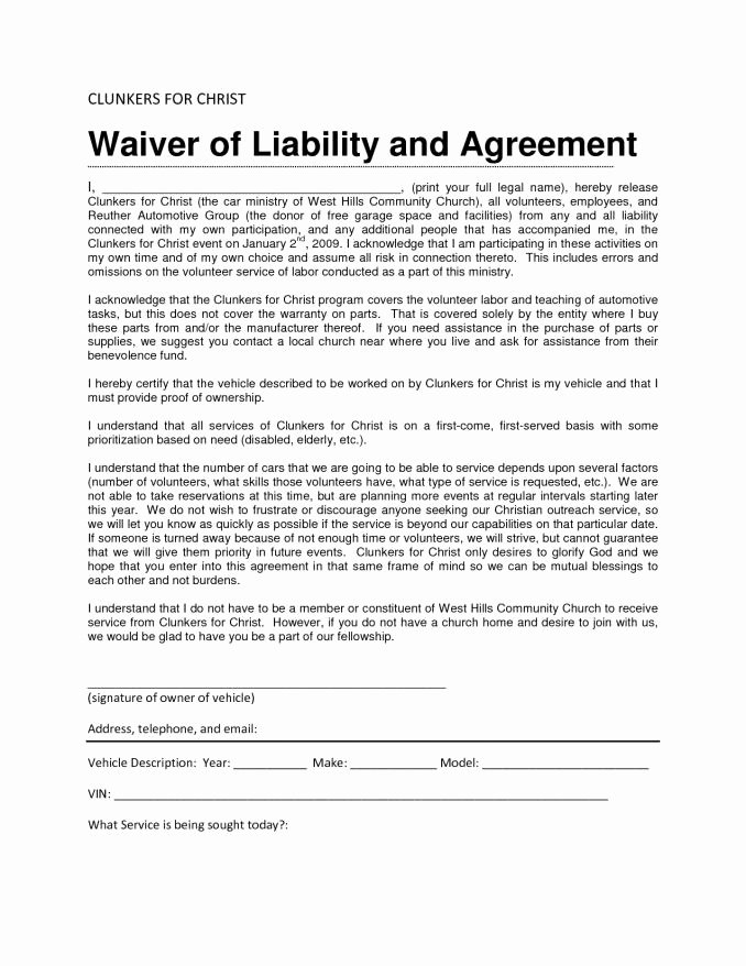 Release Of Liability Template Free Awesome Liability Waiver form