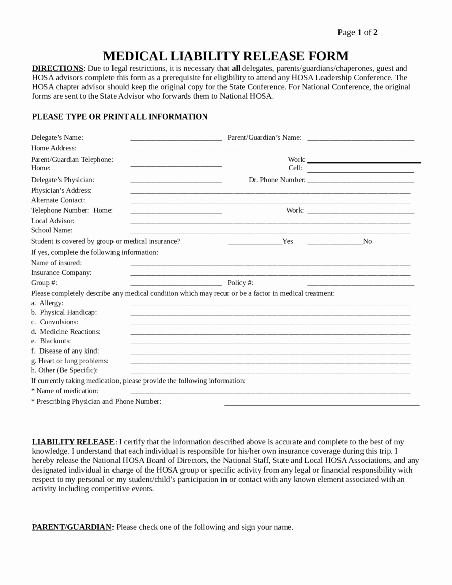 Release Of Liability Template Free Beautiful Liability Release form Template