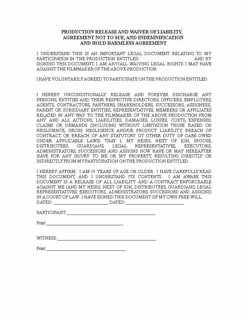 Release Of Liability Template Free Luxury Indemnity Waiver Template 24 Liability Waiver form