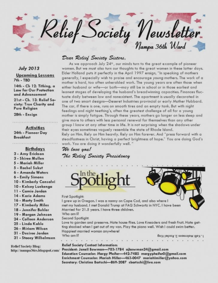 Relief society Newsletters Beautiful Relief society Newsletter Ritzybitzy