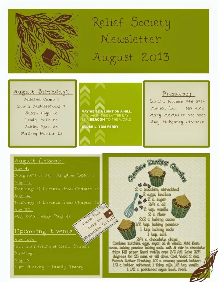 Relief society Newsletters Lovely 16 Best Images About My Creations On Pinterest