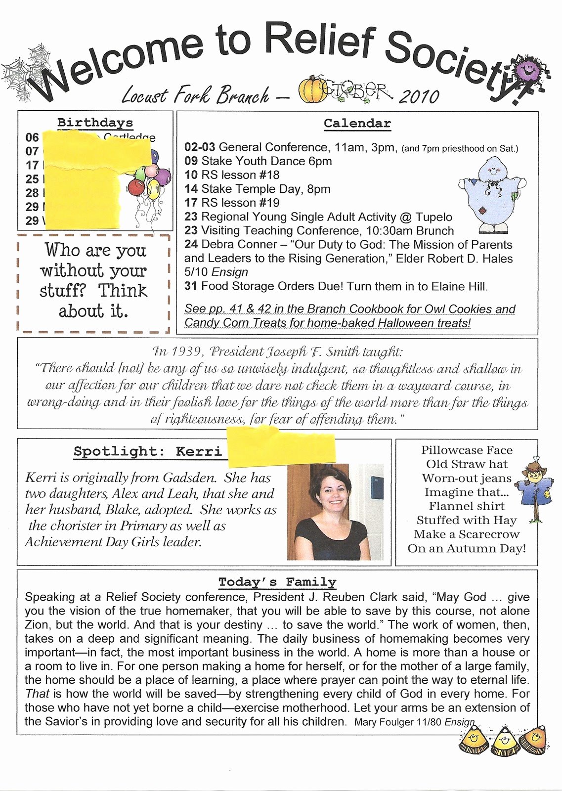 Relief society Newsletters Lovely Homemaker S Journal Church Newsletter Ideas