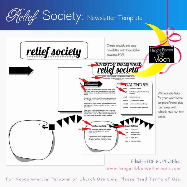 Relief society Newsletters Lovely Relief society Newsletter Template Customizable Pdf