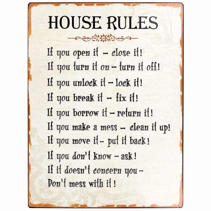 Rent House Rules New Hobby Crafts &amp; Decor House Rules Tin Sign