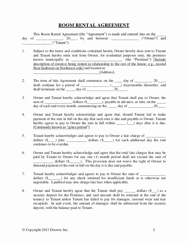 Rent House Rules New Printable Sample Room Rental Agreement Template form
