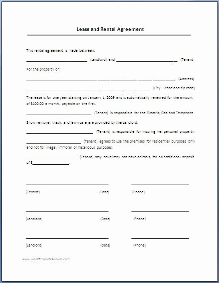 Rent Lease Template Beautiful Renters Lease Agreement Real Estate forms