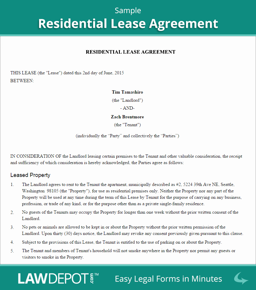 Rent Lease Template Beautiful Residential Lease Agreement