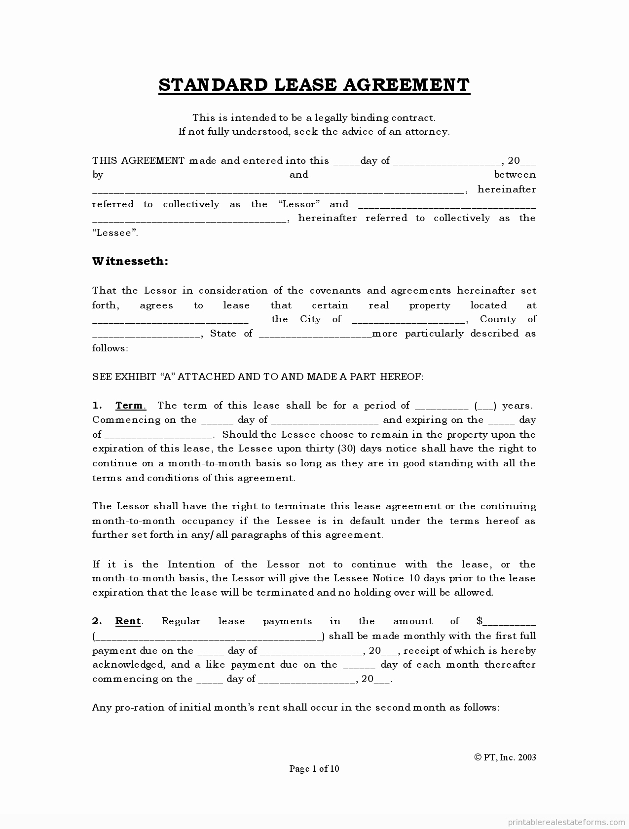 Rent Lease Template Elegant Free Rental Agreements to Print