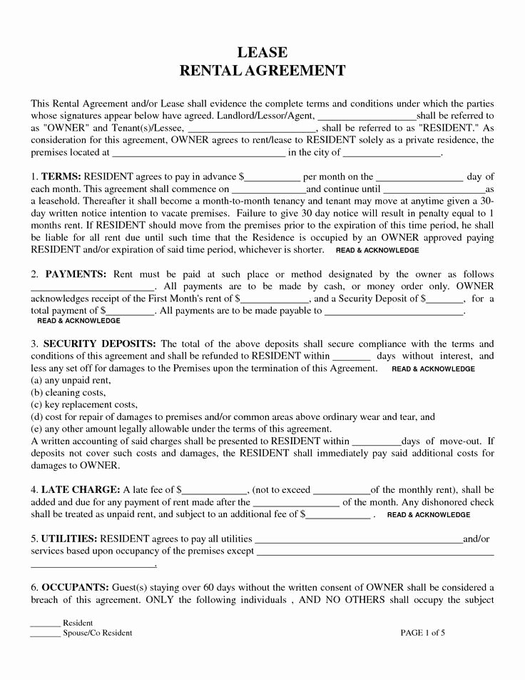 Rent Lease Template Unique Printable Sample Rental Lease Agreement Templates Free