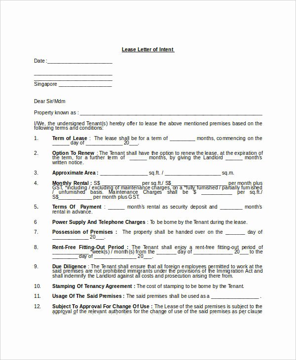 Rent Letter Of Intent Beautiful 39 Letter Of Intent Templates Free Word Documents