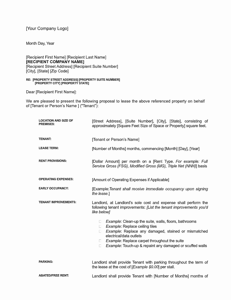 Rent Letter Of Intent Fresh Sample Letter Of Intent for Mercial Lease [free