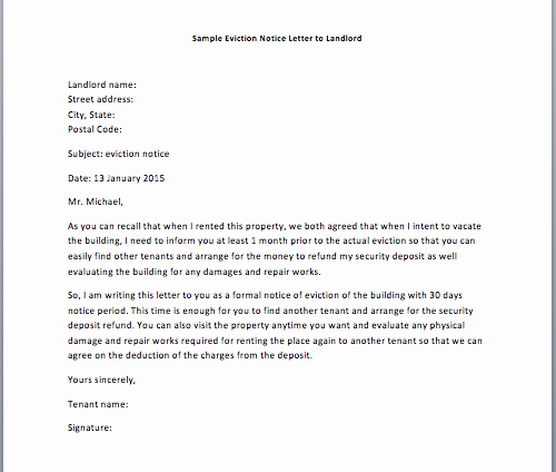 Rent Letter Of Intent Lovely Sample Letter to Landlord with Notice to Vacate Smart