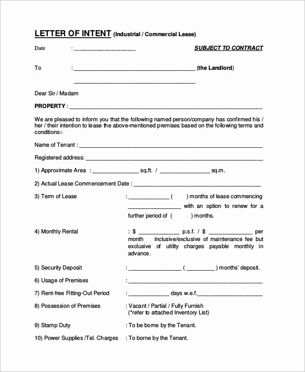 Rent Letter Of Intent New 10 Letter Of Intent Examples